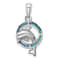 Rhodium Over Sterling Silver Blue Inlay Lab Created Opal Dolphin Pendant