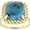 Turquoise Solitaire Ring With Filigree Halo In 18K Gold Over Sterling
Silver 12mm