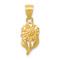 14k Yellow Gold Satin Diamond-Cut Sunflower Pendant