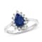 0.79ctw Sapphire and Diamond Halo Ring in 14k White Gold