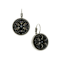 Silver-Tone Textured Black Round Drop Earrings