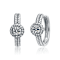 CZ Cable Hoop Earrings In Sterling Silver