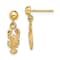 14K Yellow Gold Textured Lobster Dangle Earrings