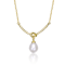 Pear Shape Freshwater Pearl Y-Necklace In 14K Gold Over Sterling Silver