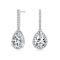 Pear Shape CZ Halo Linear Drop Earrings In Sterling Silver