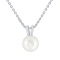 10-11mm Button White Freshwater Pearl Sterling Silver Solitaire Pendant
with Chain