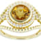 Citrine Round And White Zircon Ring In 18K Gold Over Sterling Silver 2.25ctw