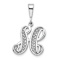 Rhodium Over 14k White Gold Solid Polished Script Filigree Textured
Letter H Initial Pendant
