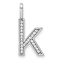 14K White Gold Diamond Lower Case Letter K Initial Pendant