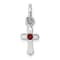 Rhodium Over Sterling Silver Child's January Red Preciosca Crystal Cross Pendant
