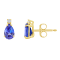 6x4mm Pear Shape Tanzanite with Diamond Accents 14k Yellow Gold Stud Earrings