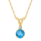 5mm Round Blue Topaz with Diamond Accent 14k Yellow Gold Pendant With Chain