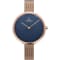 Obaku Women's Classic Blue Dial Rose Stainless Steel Mesh Band Watch