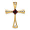 14k Yellow Gold Garnet and Diamond Cross Chain Slide Pendant