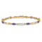 10k Yellow Gold and Rhodium Over 10k Yellow Gold Diamond and Amethyst Bracelet
