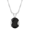 10x8mm Oval Black Onyx Rhodium Over Sterling Silver Pendant With Chain