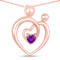 Purple Amethyst Mom and Child Interlink Heart 18K Rose Gold Over
Sterling Silver Pendant With Chain