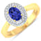 0.91ctw Violet Tanzanite and Diamond 14K Yellow Gold Halo Ring