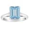 10x8mm Emerald Cut Sky Blue Topaz Rhodium Over Sterling Silver Ring
