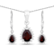 Red Garnet and White Topaz Rhodium Over Sterling Silver Necklace and
Earrings 2 Piece Jewelry Set