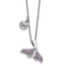 Rhodium Over Sterling Silver Polished Cubic Zirconia Whale Tail 17.75
Inch Necklace