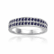 Blue Sapphire Sterling Silver Double Row Eternity Band Ring, 0.75ctw