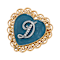Gold Tone Filigree Heart Blue Enamel Initial Pin