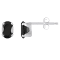 6x4mm Oval Black Onyx Rhodium Over 10k White Gold Stud Earrings