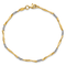 14k Yellow Gold and 14k White Gold Diamond-Cut Wavy and Beaded Bracelet