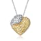 CZ Pave Heart Pendant Necklace In 14K Gold And Sterling Silver 16 Inch