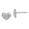 Rhodium Over Sterling Silver Enamel and Crystal Heart Post Earrings