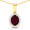 1.50ctw 14K Yellow Gold Ruby and White Diamond Pendant with 18 inch
Cable Chain