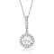 CZ Halo Drop Pendant In Sterling Silver 16 Inch