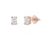 White Cubic Zirconia 14k Rose Gold Studs With Velvet Gift Box 0.50ctw