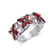 Marquise Garnet and White Topaz Sterling Silver Floral Ring, 2.44ctw