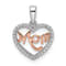 14k White Gold and 14k Rose Gold Diamond Mom Heart Pendant