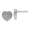 Rhodium Over 14k White Gold Diamond Heart Stud Earrings