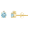 4mm Round Aquamarine with Diamond Accents 14k Yellow Gold Stud Earrings