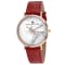 Christian Van Sant Women's Lotus White Dial, Red Leather Strap Watch