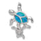 Rhodium Over Sterling Silver Blue Inlay Lab Created Opal Turtle Slide Pendant