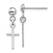 Rhodium Over 14k White Gold Polished Cross Dangle Earrings