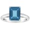 10x8mm Emerald Cut London Blue Topaz Rhodium Over Sterling Silver Ring