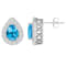 8x5mm Pear Shape Swiss Blue Topaz And White Topaz Rhodium Over Sterling
Silver Halo Stud Earrings