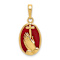 14k Yellow Gold Red Enamel Praying Hands and Cross Pendant