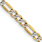 14k Yellow Gold and Rhodium Over 14k Yellow Gold 3.2mm Pave Figaro 24
Inch Chain