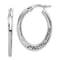 Rhodium Over 14k White Gold Diamond-Cut 1" Oval Hoop Earrings