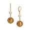 Gold Tone Faux Pearl & Gold Filigree Round Bead Drop Earrings