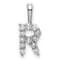 Rhodium Over 14K White Gold Lab Grown Diamond Letter R Initial Pendant