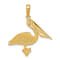 14k Yellow Gold Textured Pelican Pendant