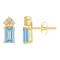 6x4mm Emerald Cut Aquamarine with Diamond Accents 14k Yellow Gold Stud Earrings